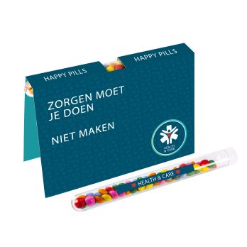 Faltkarte mit einem gefüllten Reagenzglas