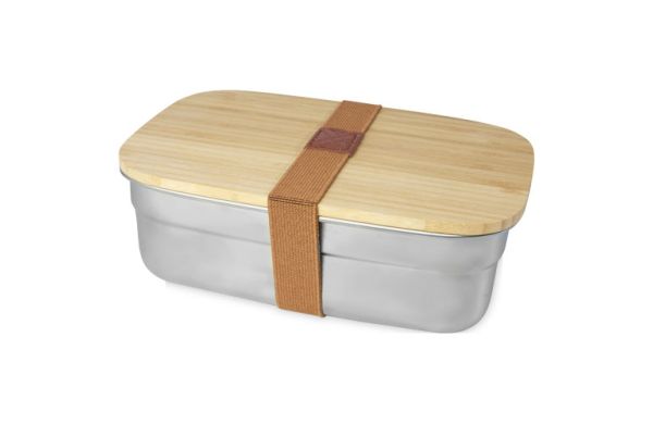 Tite Brotdose aus Edelstahl mit Bambusdeckel - natural, silber 