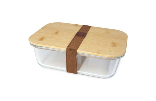 Roby Glas-Brotdose mit Bambusdeckel - natural, transparent klar 