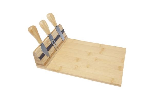 Mancheg Bambus Käseplatte mit Besteck magnetisch - natural 