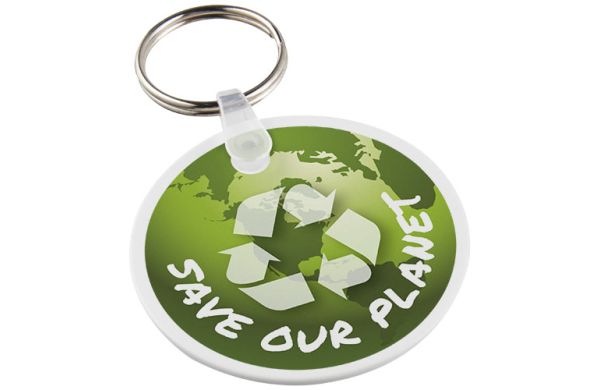 Tait kreisförmiger Schlüsselanhänger aus recyceltem Material - weiss 