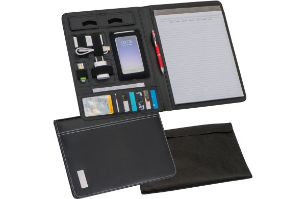 A4 Schreibmappe aus Kunstleder - schwarz