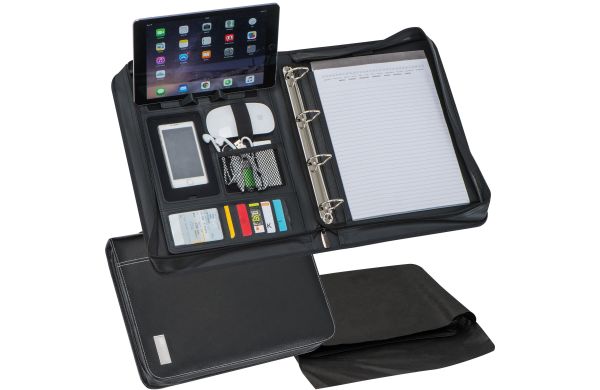 A4 Schreibmappe mit Ringbuchmechanik - schwarz