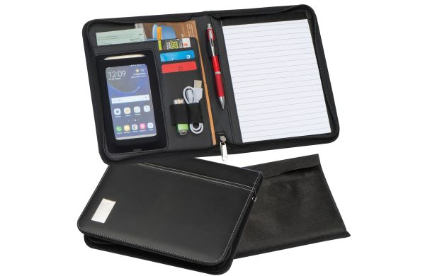 A5 Schreibmappe aus Kunstleder - schwarz