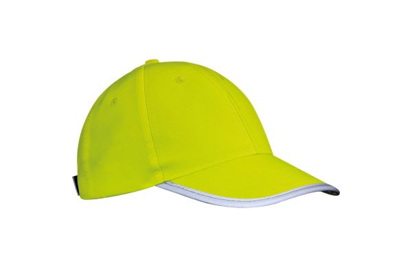 AZO freie 6 Panel Baseballcap für Kinder aus Polyester mit reflektierender Borte - gelb