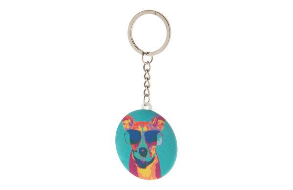 Button-Schlüsselanhänger  KeyBadge RPET Mini, weiss