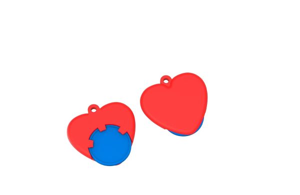 Chiphalter mit 1 Euro-Chip Herz_ blau-rot