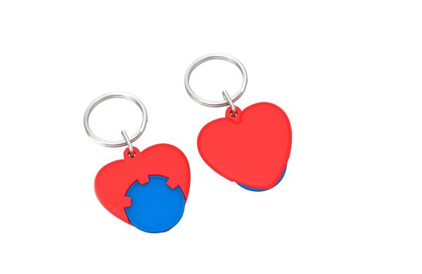 Chiphalter mit 1 Euro-Chip und Ring Herz_ blau-rot