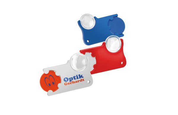 Chiphalter mit 1€-Chip und Lupe