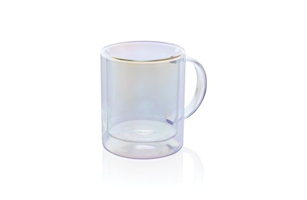 doppelwandiger deluxe-becher aus galvanisiertem glas transparent