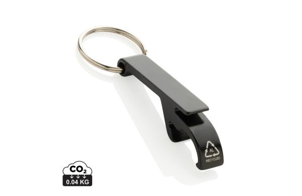 Flaschen- und Dosenöffner aus RCS recyceltem Aluminium, schwarz