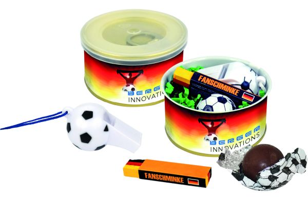 Fußball-Fan-Dose, Durchmesser 73 x 38 mm