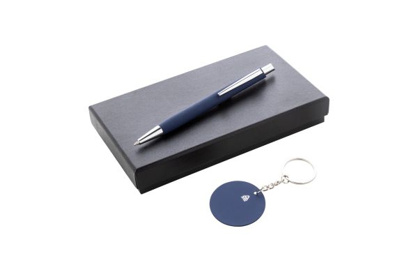 Geschenkset Kugelschreiber und Schlüsselanhänger Miroset, dunkelblau