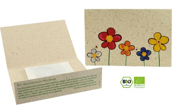 Graspapier-Kärtchen Bienenwiese, Bio-Bienenwiesenmischung