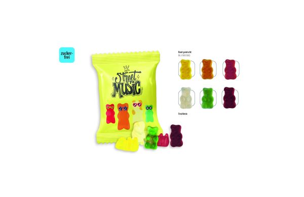 Gummibärchen zuckerfrei Werbetüte, Gummibärchen zuckerfrei, ca. 12 g, weiß