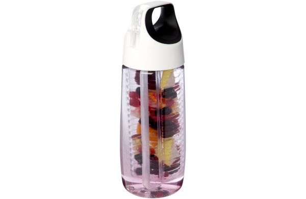 HydroFruit 700 ml Sportflasche aus recyceltem Kunststoff mit Klappdeckel und Trinkhalm, weiss