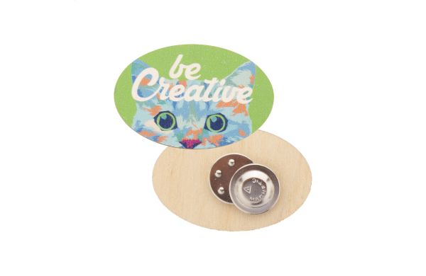 Individueller Anstecker WooBadge Oval, Braun