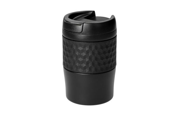 Isolierbecher "Temptation", klein, mit Manschette, gemustert, schwarz