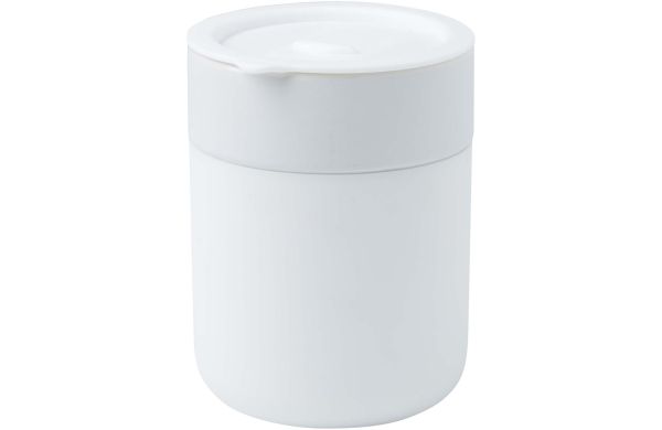 Java 330 ml Keramikbecher mit Silikonhülle und Kunststoffdeckel, weiss