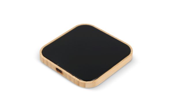 Kabelloses Ladegerät aus Bambus und Glas 10W, schwarz
