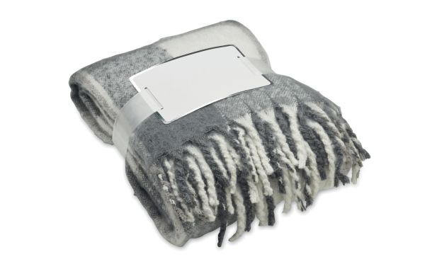 Karierte Mohair-Decke - grau