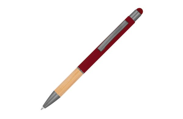 Kugelschreiber mit Griffzone aus Bambus - burgund