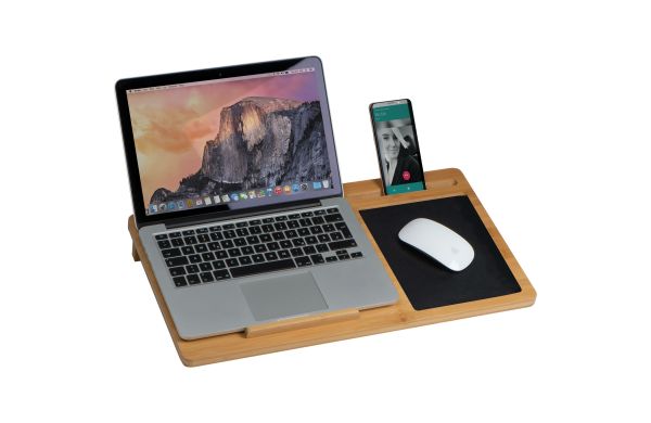 Laptopunterlage mit Mousepad und Handyhalter - beige