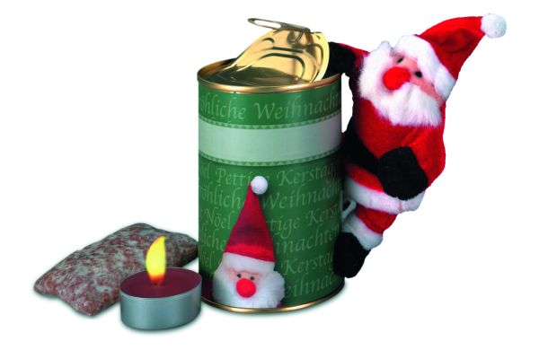 Magnetischer Weihnachtsmann in der Dose, Durchmesser  73x110 mm