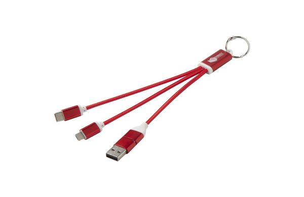 Metal 4-in-1 Ladekabel aus recyceltem Aluminium mit Schlüsselanhänger