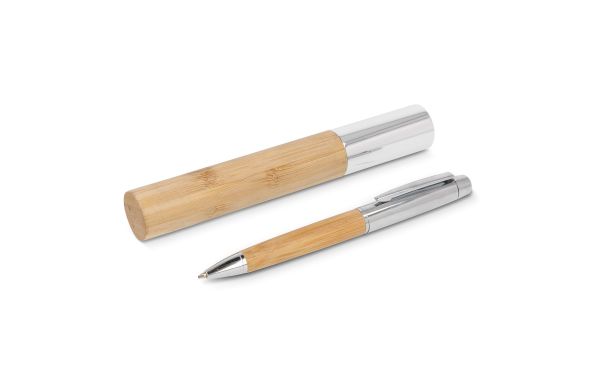 Metallkugelschreiber Bambus im Köcher, natur
