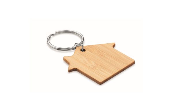 HOUSEBOO Schlüsselring Bambus, Haus - holzfarben