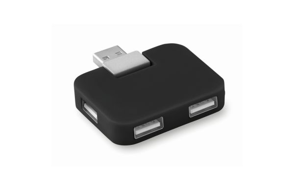 SQUARE 4 Port USB Hub - schwarz