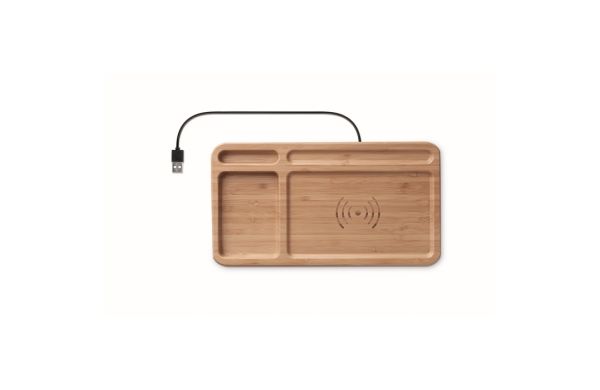 CLEANDESK Organizer mit Ladestation - holzfarben