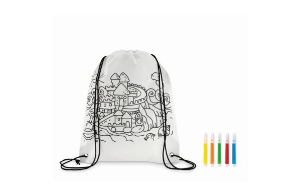 CARRYDRAW Gestaltbarer Kordelzugbeutel - weiß