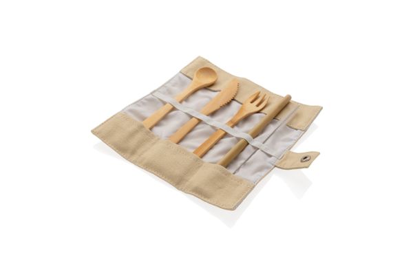 Wiederverwendbares Bambus Reisebesteck/weiß