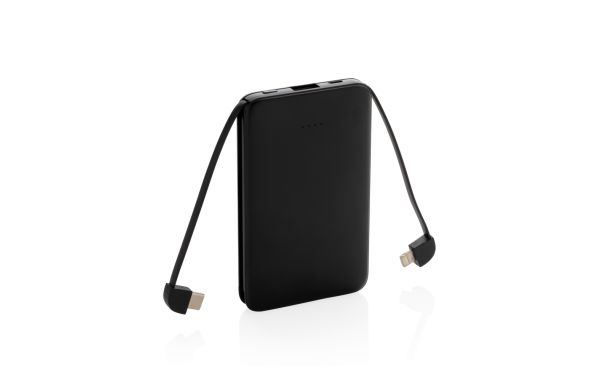 5.000 mAh Powerbank mit integriertem Kabel/schwarz