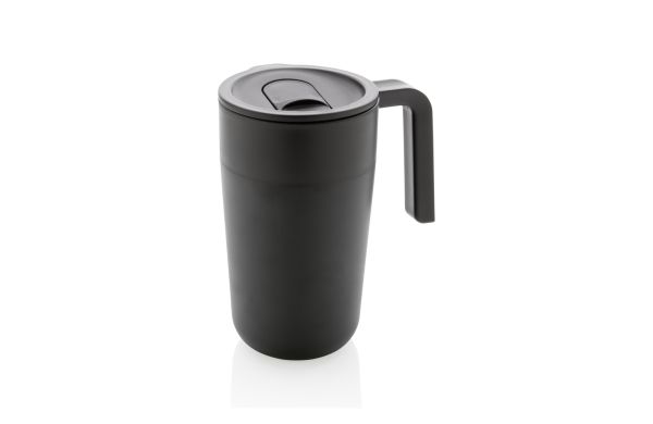 GRS recycelte PP und Stainless Steel Tasse mit Griff/schwarz