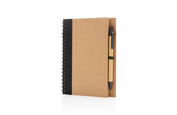 Kraft Spiral-Notizbuch mit Stift/schwarz