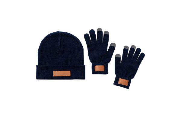 Pashen Mützen- und Handschuh-Set, dunkelblau