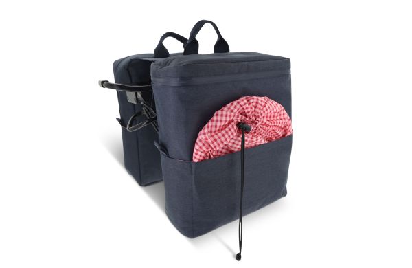 Picknick-Doppel-Fahrradtasche aus R-PET-Material, dunkelblau