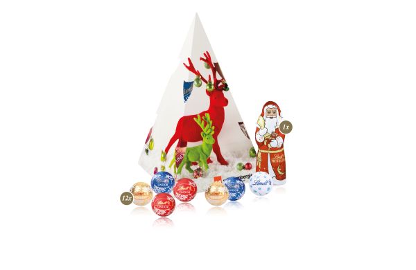 Präsent „Weihnachtsbaum“ mit Lindt Minis und Nikolaus
