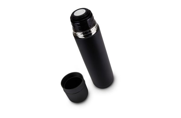 ROMINOX® Isolierkanne // Cup in Cup - mit 2 Deckeln - Schwarz matt