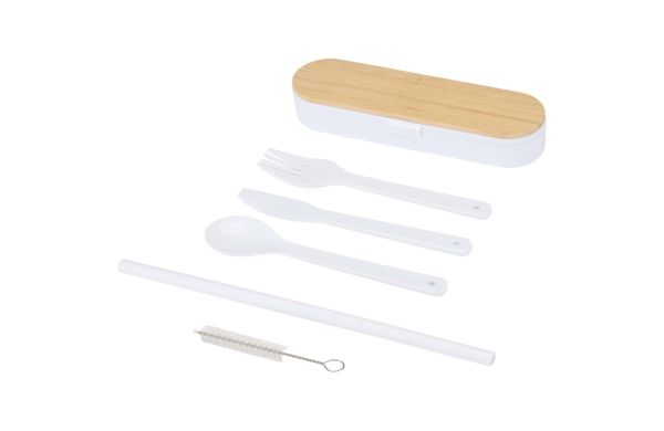 Runa Besteckset mit Bambusdeckel, weiss