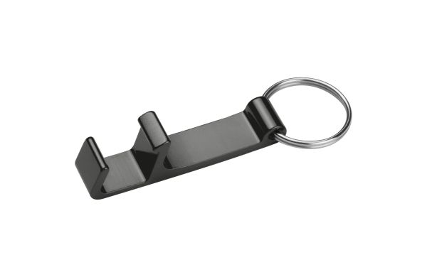 Schlüsselanhänger mit Flaschenöffner - schwarz