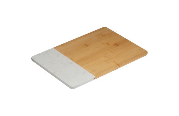 Schneidebrett aus Bambus und Marmor - weiß