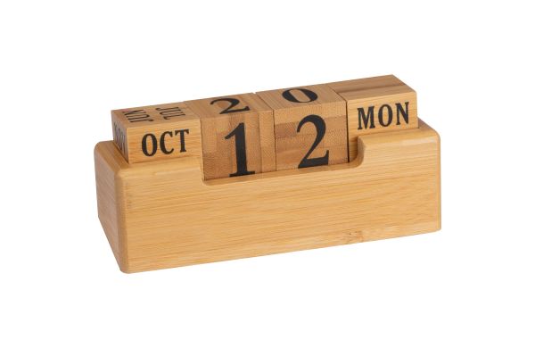 Schreibtischkalender aus Bambus - beige