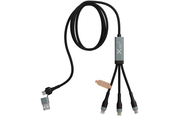 SCX.design C53 100W ultraschnelles 5-in-1 Ladekabel aus rPET, gun metal