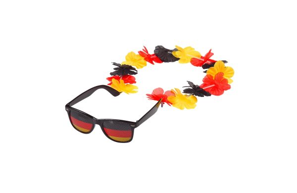Spaßbrille "Germany" mit Blumenkette, mehrfarbig