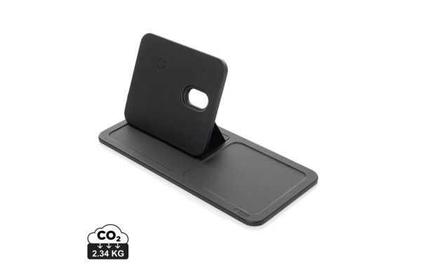 Swiss Peak 3-in-1- Wireless-Charging Desk-Tray aus RCS rPU, schwarz