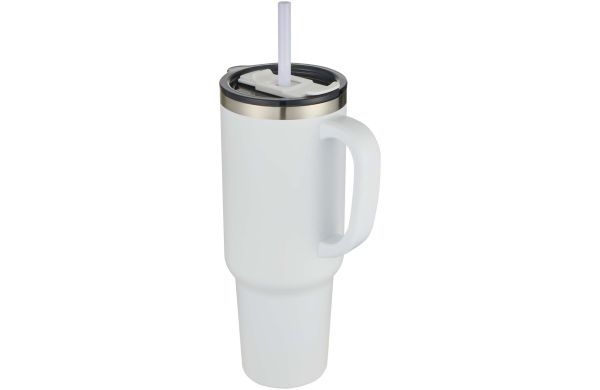 Sydney 1200 ml doppelwandiger RCS-zertifizierter Kupfer-Vakuum Isolierbecher mit Strohhalm, weiss